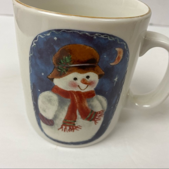 Snowman & Moon Set of 4 Mugs Christmas Holiday - Picture 3 of 11